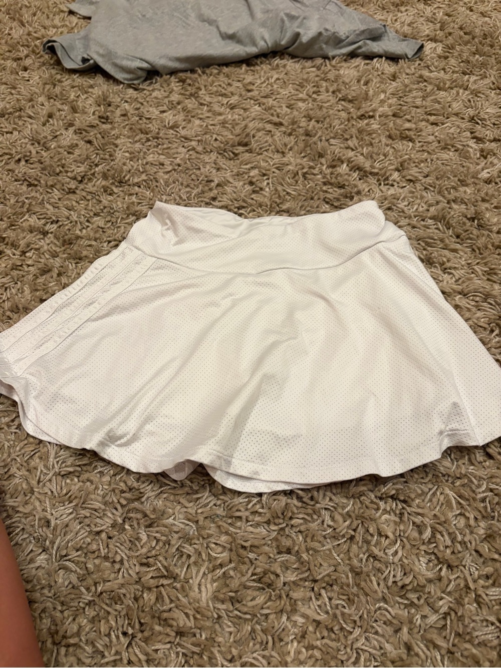 adidas White Girls' Mesh Athletic Skort with Three-Stripe Detail